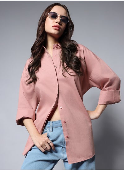 اشتري High Star Solid Long Sleeves Oversized Casual Shirt في الامارات