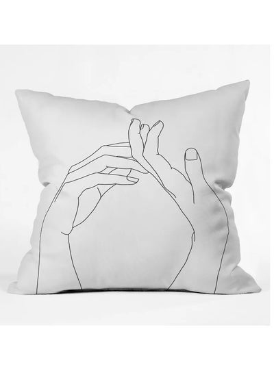 Buy Square pillow with artistic print, white, size 40x40 cm in Saudi Arabia