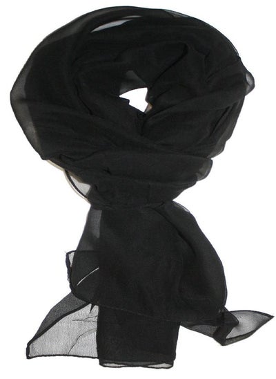 Buy Ted and Jack - Solid Silk Lightweight Accent Scarf in Jet Black in UAE