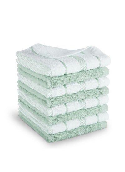 Buy Albany Dishcloth 8 Pack Set Pistachio/White 12"X12" in Saudi Arabia