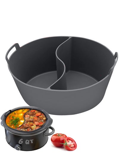 اشتري Slow Cooker Liners Fit Most 6Qt Crockpot Large Size Crock Pot Liners Reusable/Bpa Free/Leakproof/Dishwasher Silicone Crockpot Liners 6-8Qt Divider Slow Cooker Divider Grey في السعودية