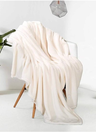 اشتري Single Micro Fleece Flannel Blanket 260 GSM Super Plush and Comfy Throw Blanket Size 150 x 200cm Cream في الامارات