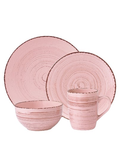 Buy 16-Piece Elegant and Modern Design Stoneware Dinner Set Pink and Brown 28.5 x 23.8 x 34.5 cm 41270012/P in Saudi Arabia