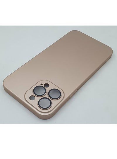 Buy Qy Carbon Case Full Protection Cover With Glass Lens Protection IPhone 13 Pro - Gold in Egypt