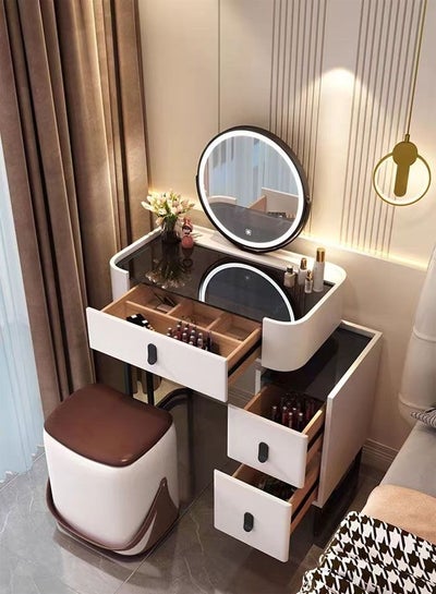 Buy Makeup Vanity Table Dressing Table With Drawers and LED light in UAE