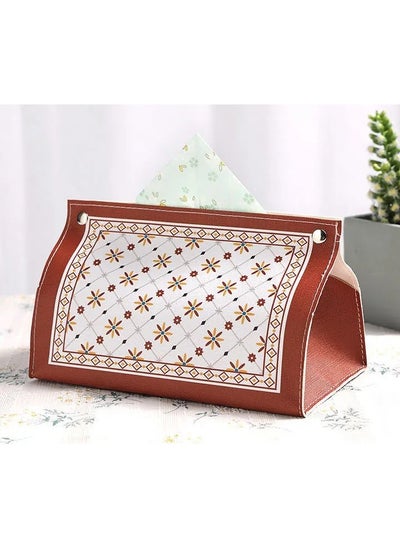 Buy PU Leather Tissue Box Cover, Modern Rectangle Tissue Box Organizer, Tissue Holder for Bathroom Vanity Countertop, Night Stand, Bedroom Dresser, Office Desk, Car  ( Multi  Red ) in UAE