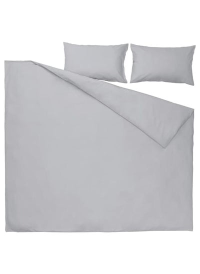 Buy Duvet cover and 2 pillowcases, light grey, 240x220/50x80 cm in Saudi Arabia