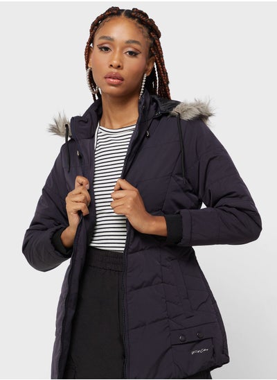 Buy Urban Minx Urban Minx Longline Padded Jacket With Hood in UAE