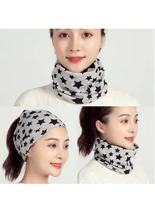 اشتري New Womens Snood Scarf Convertible Twist CapGray five-pointed star Gray five-pointed star في السعودية