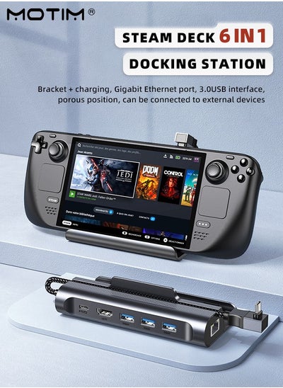 اشتري Docking Station for Steam Deck Valve Steam Deck Charger Stand 6-in-1 Hub Steam Deck Dock, with HDMI 2.0 4K@60Hz, 100W PD3.0 USB-C, 1000Mbps Ethernet, 3 USB3.0 في السعودية