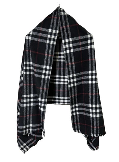 Buy Plaid Check/Carreau/Stripe Pattern Winter Scarf/Shawl/Wrap/Keffiyeh/Headscarf/Blanket For Men & Women - XLarge Size 75x200cm - P02 Black in Egypt