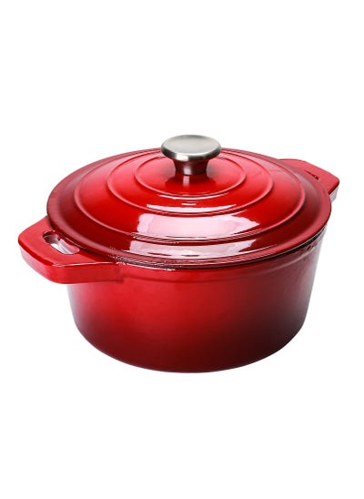 اشتري 5.2 Quart Enameled Cast Iron Dutch Oven with Lid, 5.2 QT Deep Round Dutch Oven Pot with Dual Handles -Red في الامارات