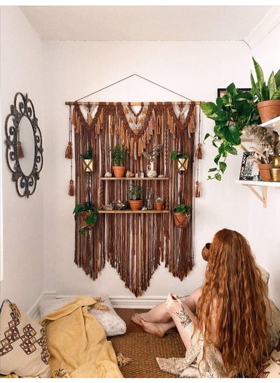 Buy Wooden Wall Shelf, Macrame Shelf, Living Room Decor, Stand Bookshelf. in Egypt