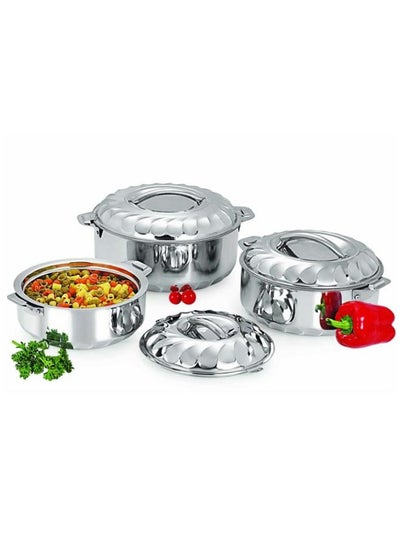 Buy 3 Piece Stainless Steel Hot Pot With Lids Thermoware Casserole Hotpot Set 1000ml, 1500ml,2500ml in Saudi Arabia