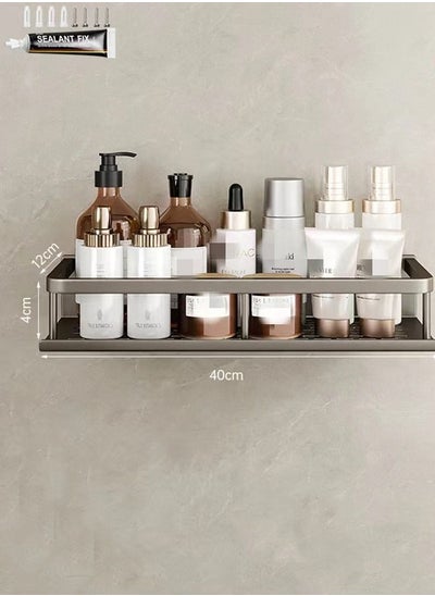 اشتري 1-Piece Bathroom Wall Mounted Shelving Adhesive Wall Mounted Multifunctional Storage Shelf 40 x 12 x 4 cm في الامارات