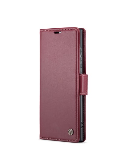 Buy Flip Wallet Case For Samsung Galaxy S23 Ultra, [RFID Blocking] PU Leather Wallet Flip Folio Case with Card Holder Kickstand Shockproof Phone Cover (Red) in Egypt