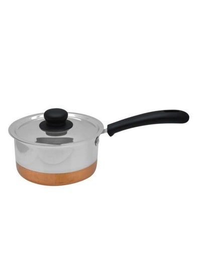 Buy Sauce Pan With Lid Brown/Silver 9x18.5cm in UAE