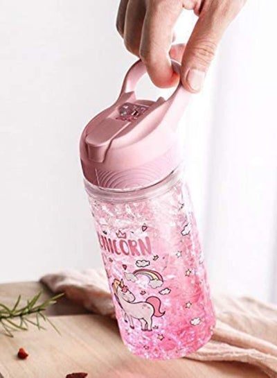 اشتري Water Bottles, Cute Girls Water Bottles for School, Girls Unicorn Water Bottle with Straw and Safety lock, 400ML/13.5oz Kids Water Bottles for School Kids Girls, Pink في السعودية