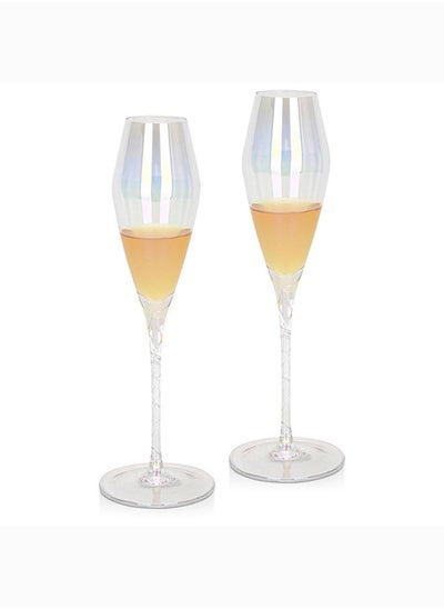 اشتري 2 Piece Champaign Glasses Set 230 ml Modern Glassware Set For Kitchen Premium Barware Cocktail Glasses L 8x8 X H 25.5cm في الامارات