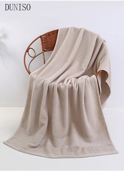 اشتري Pure Cotton Bath Towel With Weave Pattern，Strong Absorbent And Breathable Bath Towel，For Household,70*140cm，Brown في السعودية