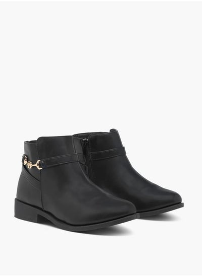 اشتري Women Textured Ankle Boots with Zip Closure and Metal Accent في السعودية