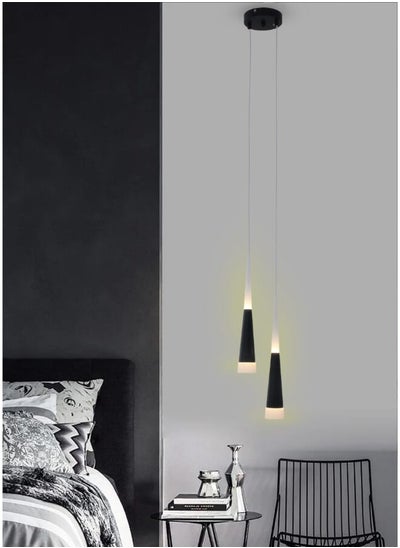 Buy Modern Dual LED Pendant Light 6961-2-BK with Built-in Three Lighting Levels| Elegant Ceiling Fixture for Modern Interiors in Saudi Arabia