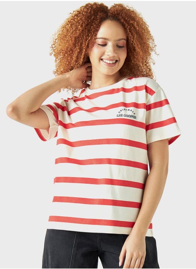 Buy Crew Neck Striped T-Shirt in UAE