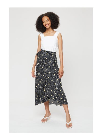 Buy Tall Yellow Heart Print Wrap Midi Skirt in UAE