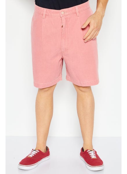 Buy Men Regular Fit Plain Chino Shorts, Pale Red in UAE