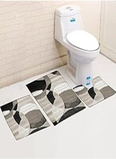 Buy Snooze-Non-slip velvet Bathroom Set, 3 Pieces - circles design in Egypt