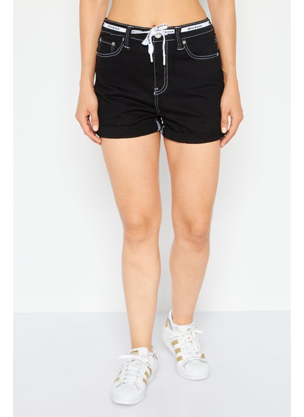 اشتري Women Solid Denim Shorts, Black في الامارات