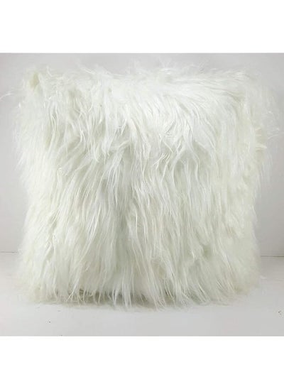 Buy Manufactured Fur Pillow With Filling Size 40 By 40 Cm White Color Polyester in Saudi Arabia