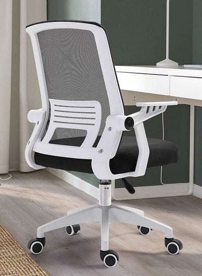 Buy Adjustable Rolling Swivel Chair for Conference,Mesh Executive Office Chair,Modern Mid Back Desk Chair Ergonomic Computer Chair with Flip-up Arms and Lumbar Support in UAE