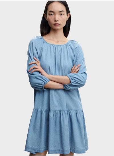 Buy Puff Sleeve Tiered Hem Dress in Saudi Arabia