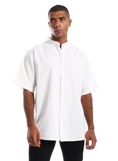 Buy 97870 Short Sleeves Plain Cotton Buttoned Shirt - White in Egypt