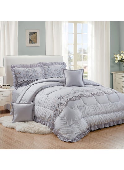 Buy 4 Pieces Single Size 160x210Cm Comforter Set Medium Filling Bedding Set for All Season Includes 1Comforter 1Bedsheet 1Pillow Shams and 1Cushion cases in Saudi Arabia