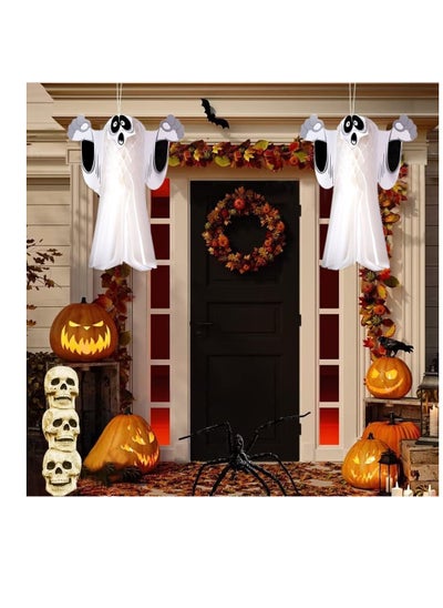 Buy Halloween Ghost Hanging Decoration 2Pcs White Ghost Hanging Scary Halloween Hanging Decorations for Indoor Outdoor Yard Trees Window Door Patio Lawn Garden Party Decor (White) in UAE