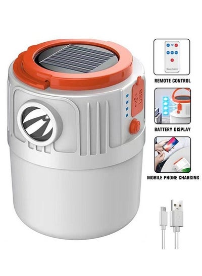 اشتري Solar Power Camping Lantern LED Portable Solar USB Rechargeable Flashlight Waterproof Lights w/ Remote 6 Light Modes, Waterproof Flashlight for Camping, Hiking, Fishing, Emergency في السعودية