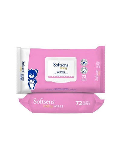 Buy Baby Gentle Cloth Wipes For Baby Skin Enriched With Aloe Vera & Vitamin E I Dermatologically Tested & Parben Free With Lid72 Wipes (Pack Of 2) in Saudi Arabia