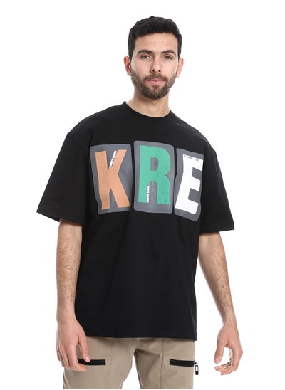 Buy "KRE" Printed Pattern Round Neck T-Shirt in Egypt