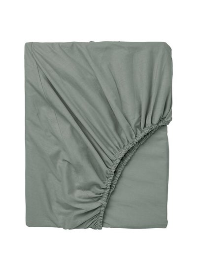 Buy Fitted Sheet Grey Green 90X200 Cm in Saudi Arabia