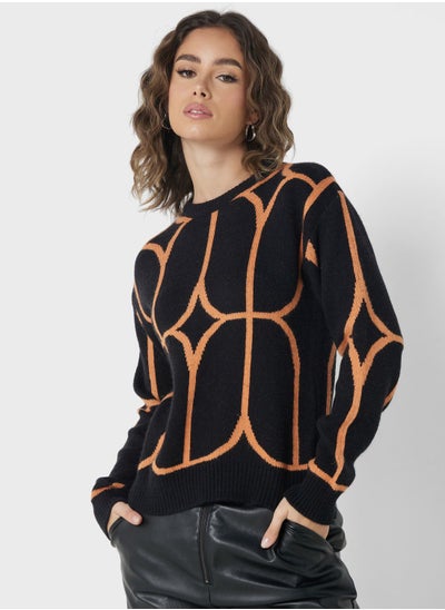 Buy Geometric Print Sweater in UAE