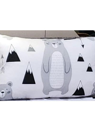 Buy ALLY Duvet Cover Single Size 2pcs, Poly Cotton 1 x duvet cover (140cmX200cm) and 1 x pillow covers (48X74+12cm).  With Easy Button Closure, Breathable Comforter Cover Sets (Grey-Black Scandi Bear) in UAE