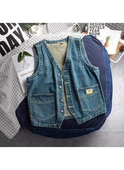 اشتري Summer Chic Vintage Loose Denim Vest Womens Casual TopBlue Blue في الامارات