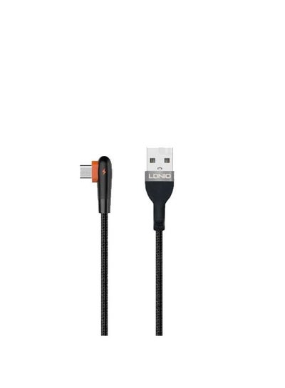 Buy LS562 Elbow Sync And Charging Data Cable 90 Angle Micro To USB-A, 2M Length And 2.4A Current - Multicolour in Egypt