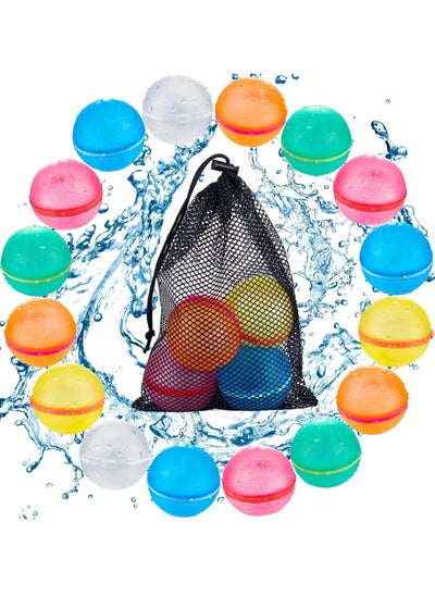 Buy 16pcs Reusable Water Balloons Self-Sealing Water Bomb Soft Silicone Water Balls with Mesh Bag for Kids Adults Outdoor Swimming Pool Party Water Toys in UAE