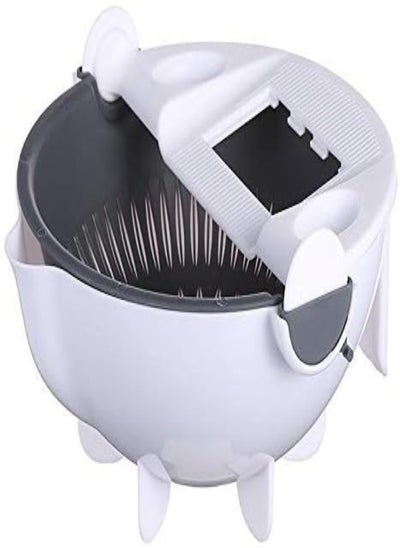 اشتري Smm Multifunctional Rotating Basket Vegetable Cutter/Slicer/Chopper/Grater With 5 Dicing Blades (White) في الامارات