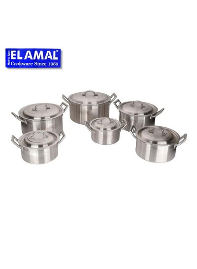 Buy A set of 6 aluminum pots with lids, assorted sizes in Saudi Arabia