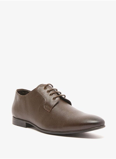 اشتري Textured Derby Shoes with Lace Up Closure في الامارات