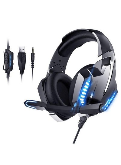 اشتري K18 Cool Light Wired Gaming Headphone For PS4, Computer (Black Blue) في مصر